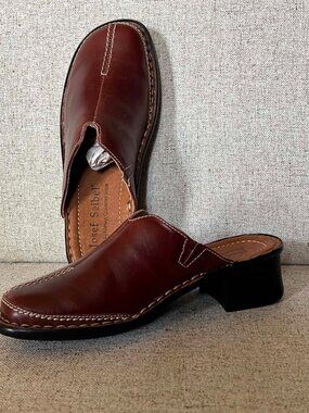 Josef Seibel Carole Leather Clogs Maroon/Brown Size 37/6.5-7